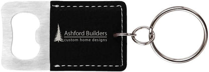 Rectangle Leatherette Bottle Opener Keychain