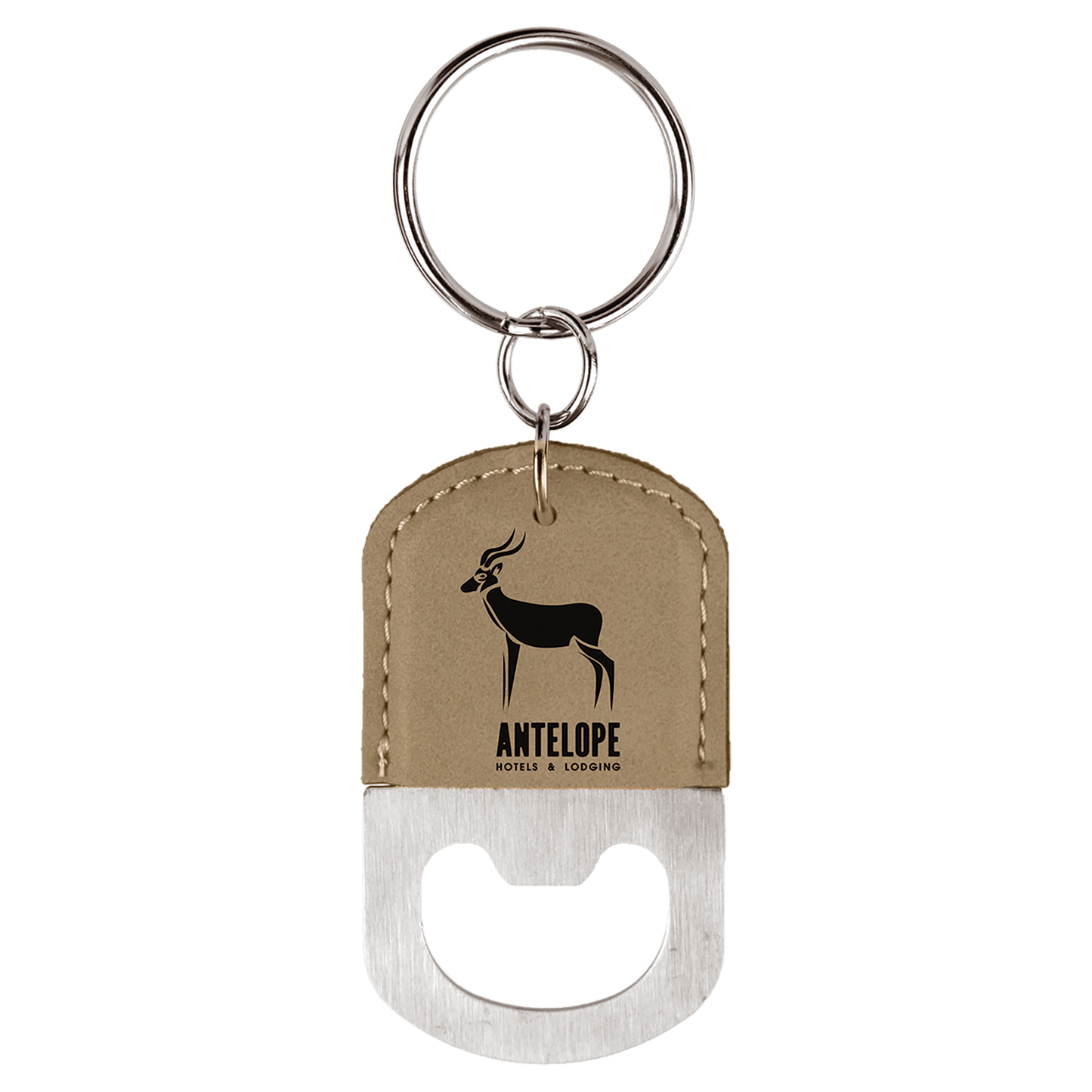 Oval Leatherette Bottle Opener Keychain