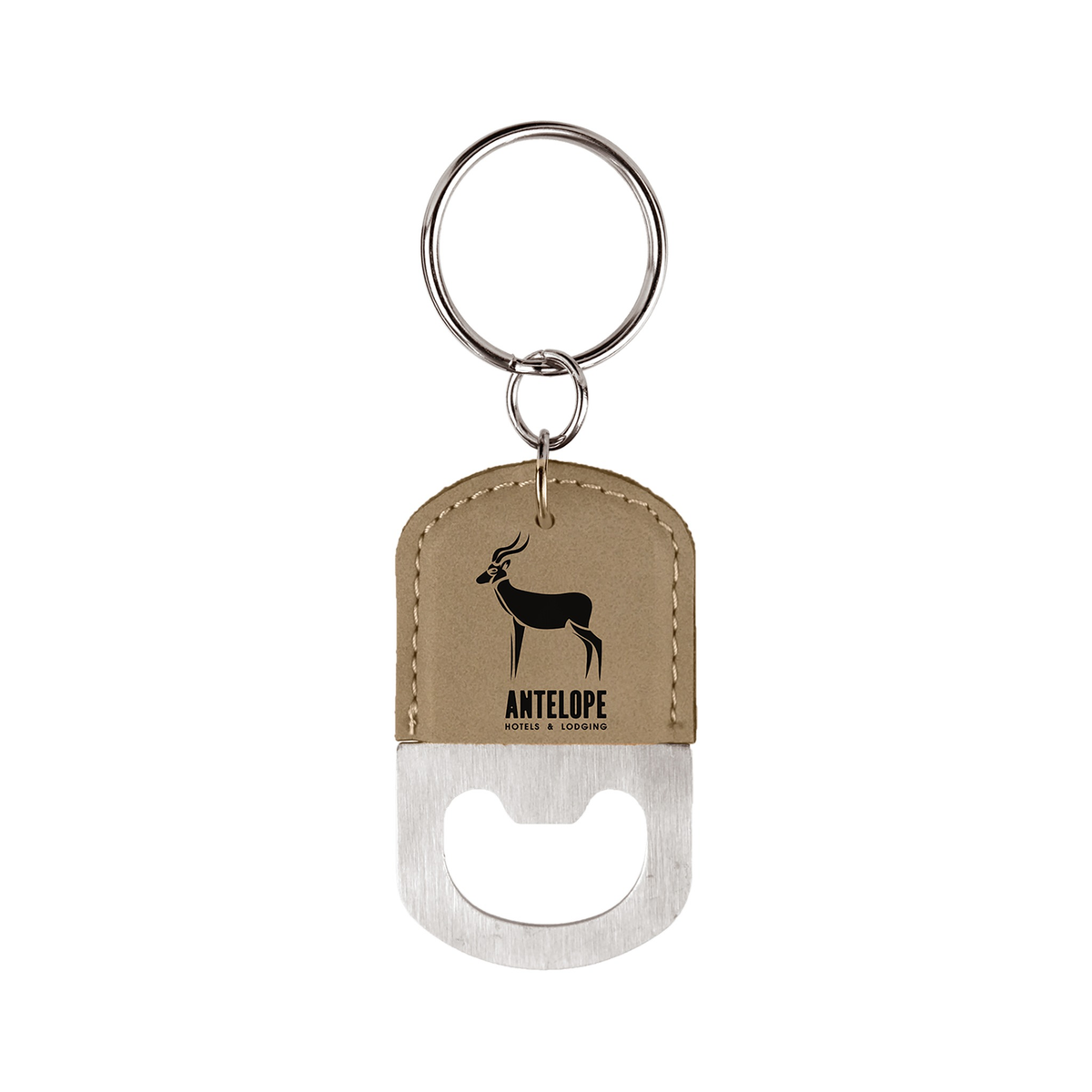 Oval Leatherette Bottle Opener Keychain