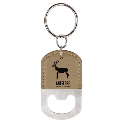 Oval Leatherette Bottle Opener Keychain