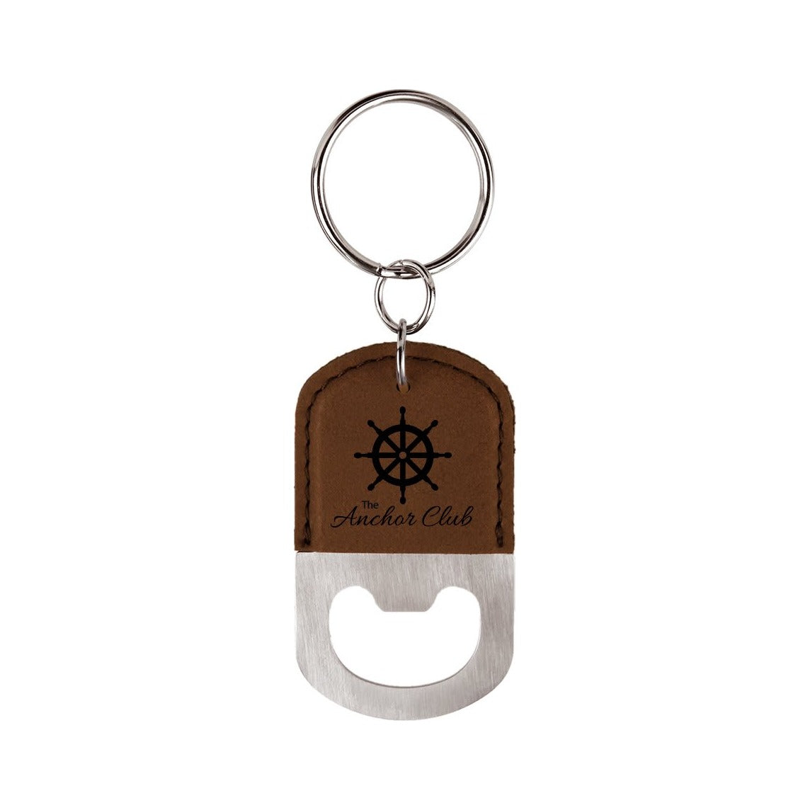 Oval Leatherette Bottle Opener Keychain