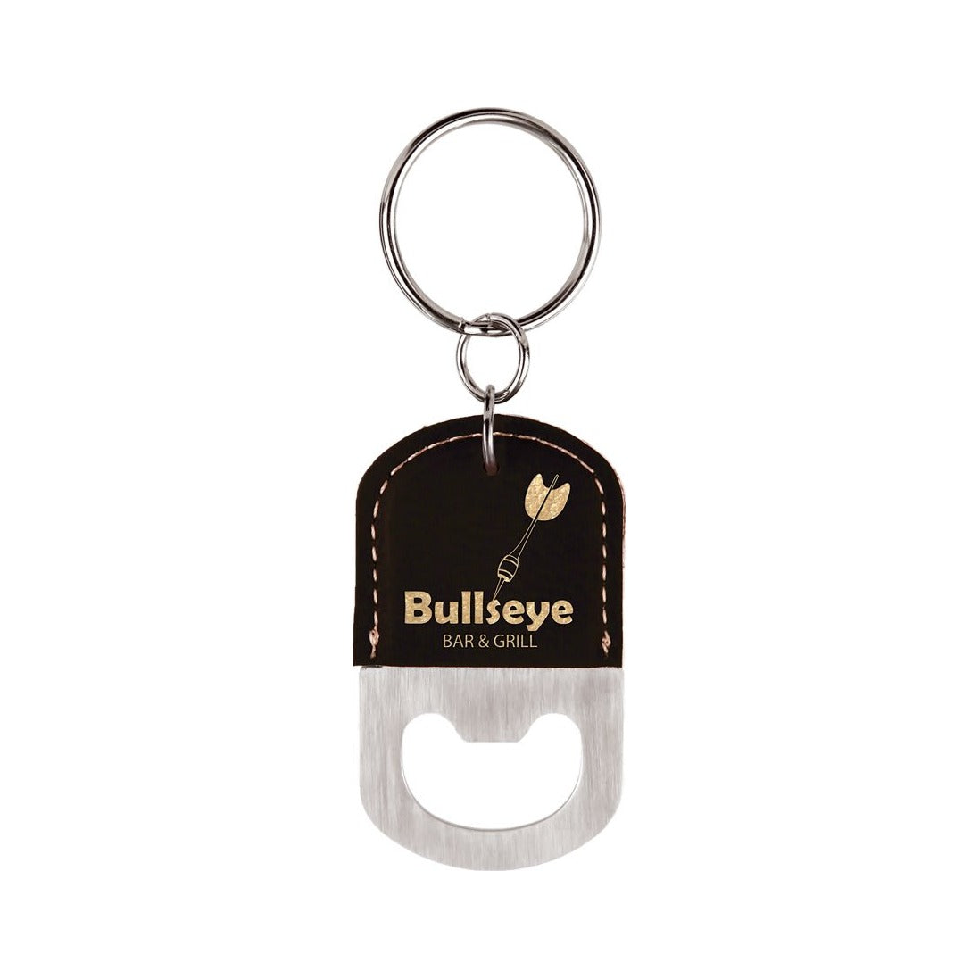 Oval Leatherette Bottle Opener Keychain
