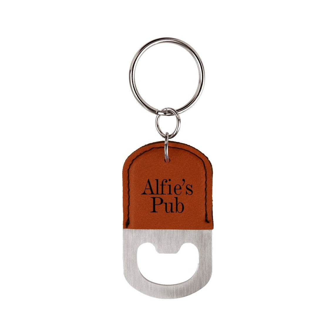 Oval Leatherette Bottle Opener Keychain