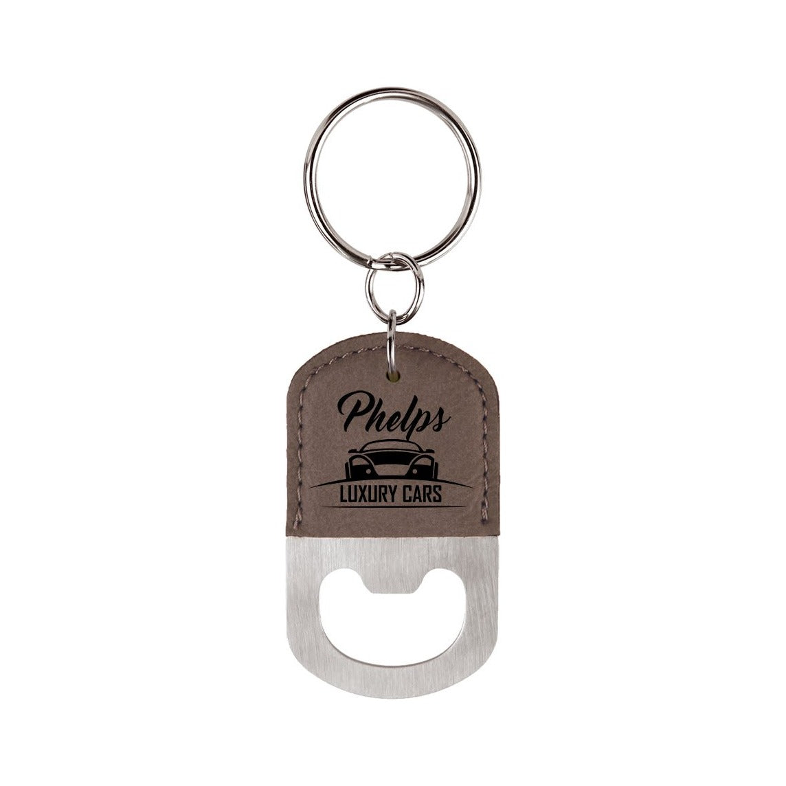 Oval Leatherette Bottle Opener Keychain
