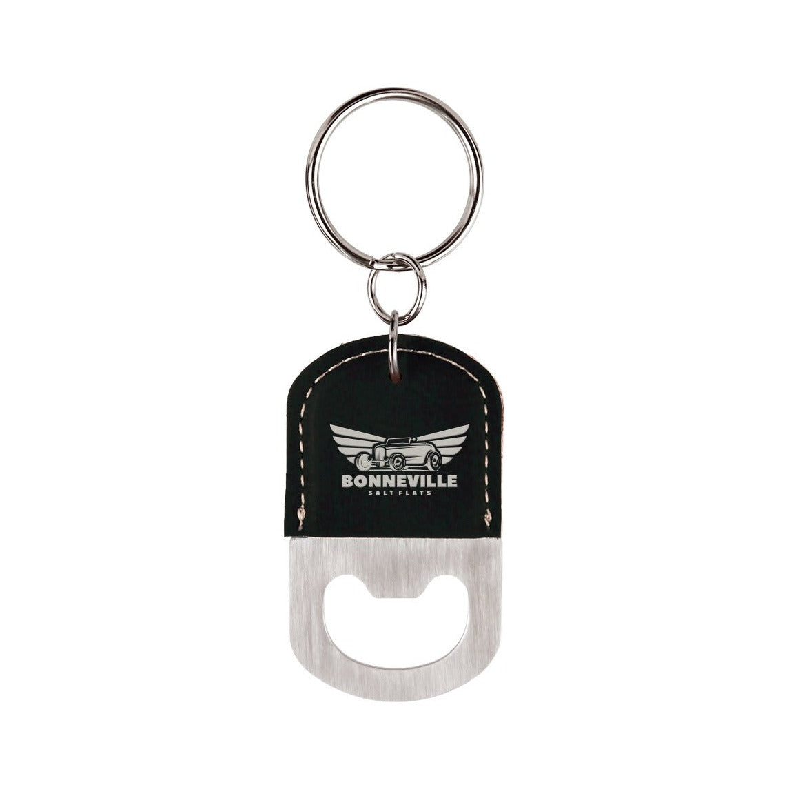 Oval Leatherette Bottle Opener Keychain