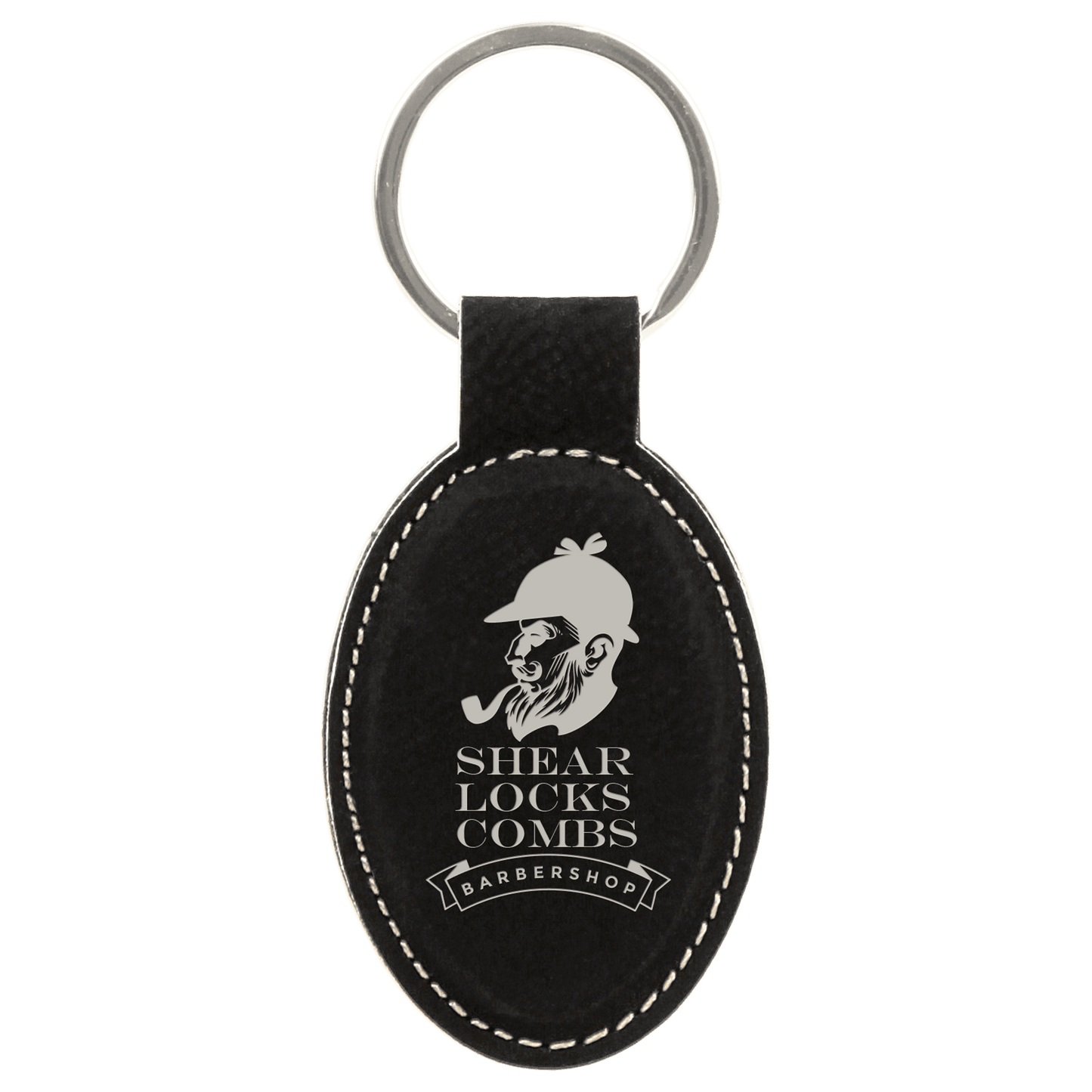 Leatherette Oval Keychain 3" x 1.75"