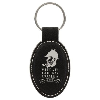 Leatherette Oval Keychain 3" x 1.75"