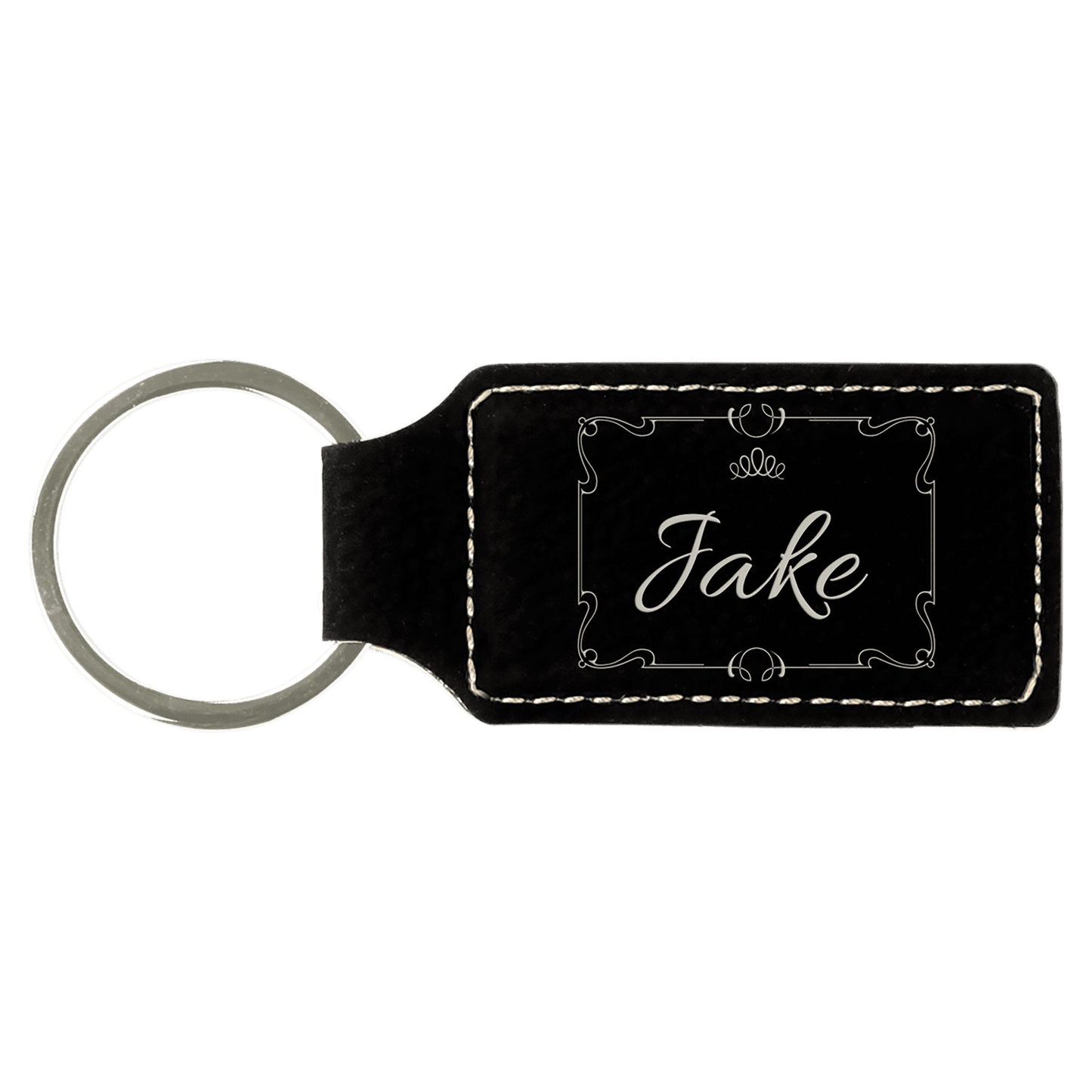 Leatherette Rectangle Keychain 2.75" x 1.25"