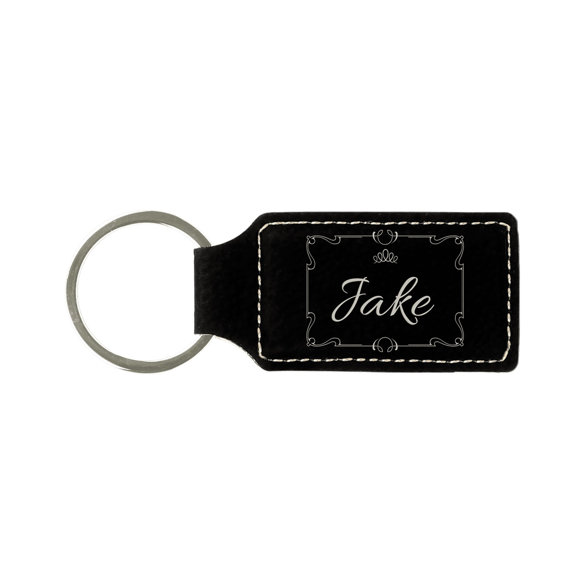 Leatherette Rectangle Keychain 2.75" x 1.25"