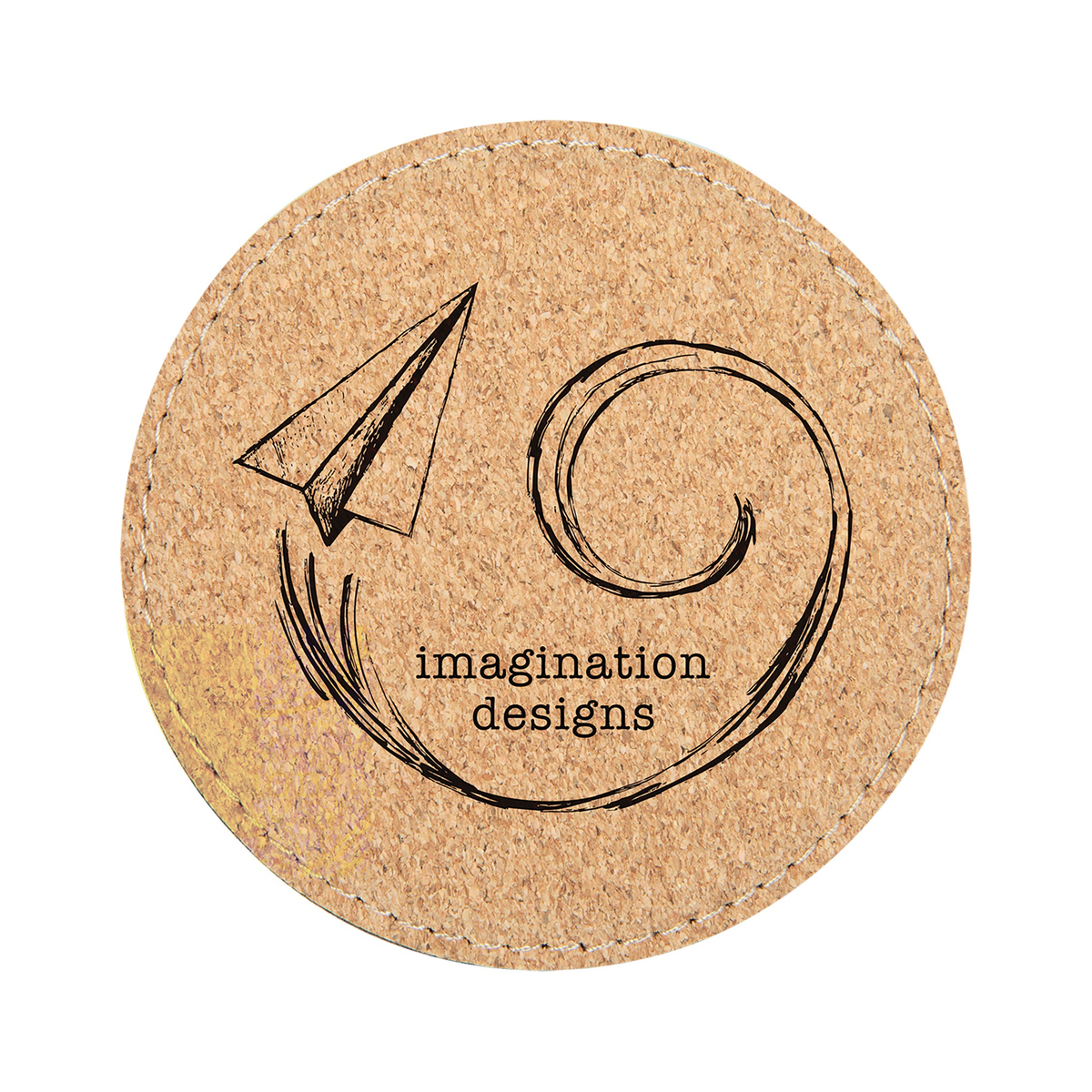 Cork Round Coaster with Stitching 4", Single