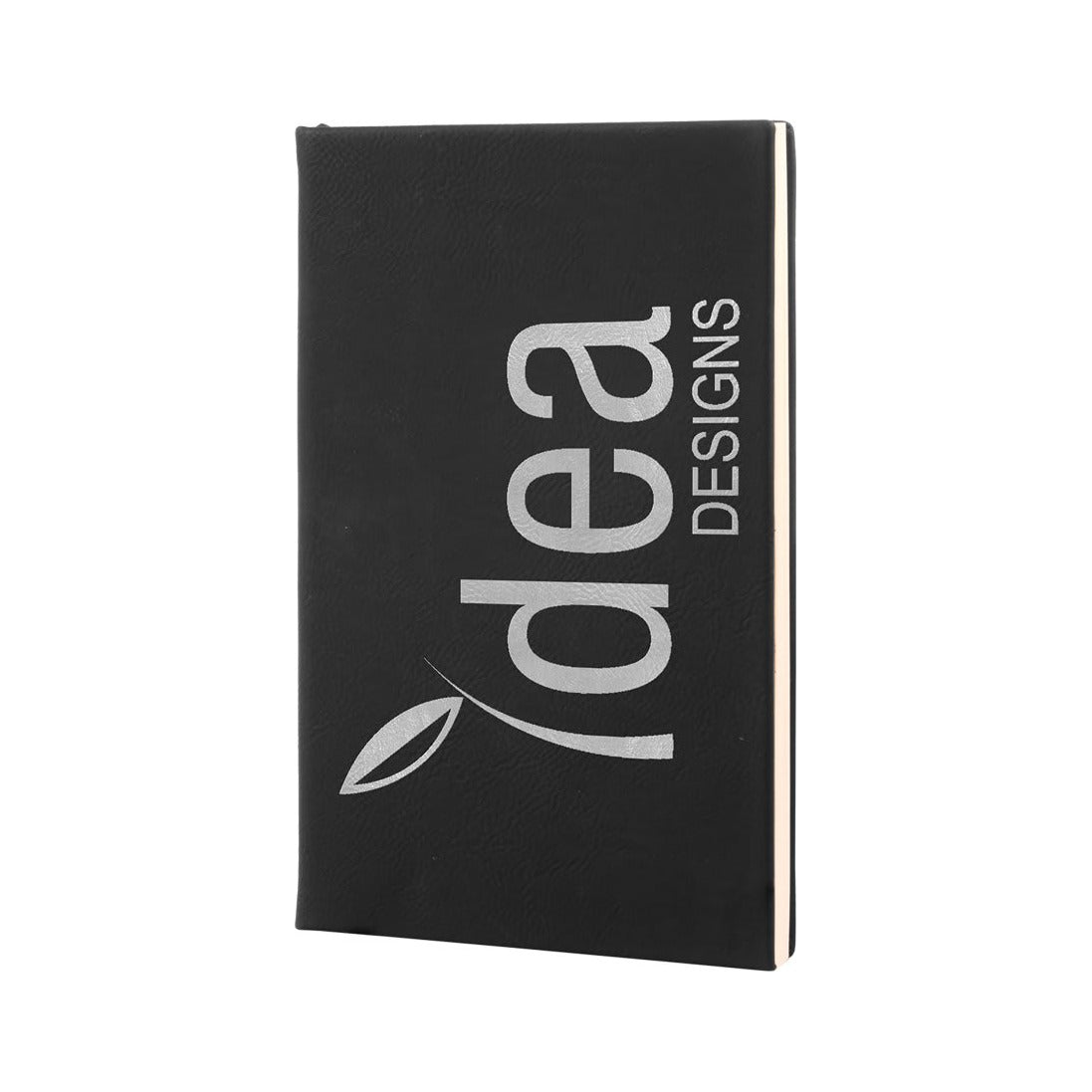 Leatherette Journal with Lined Notepad, Black/Silver