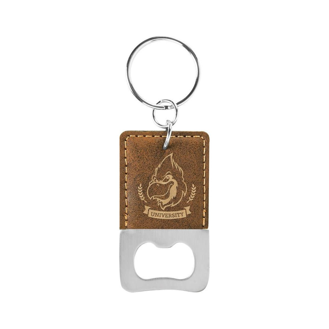Rectangle Leatherette Bottle Opener Keychain