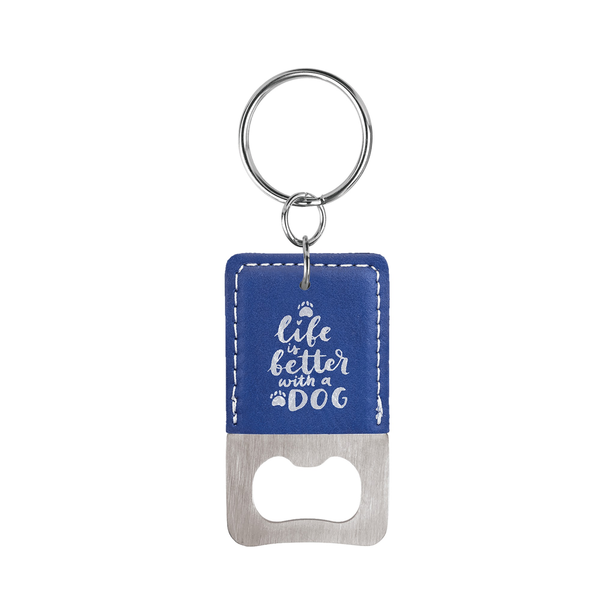 Rectangle Leatherette Bottle Opener Keychain