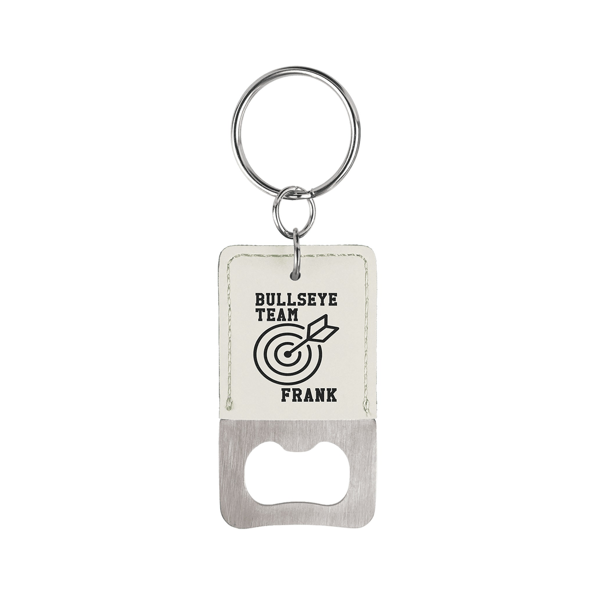 Rectangle Leatherette Bottle Opener Keychain