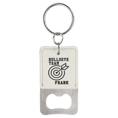 Rectangle Leatherette Bottle Opener Keychain
