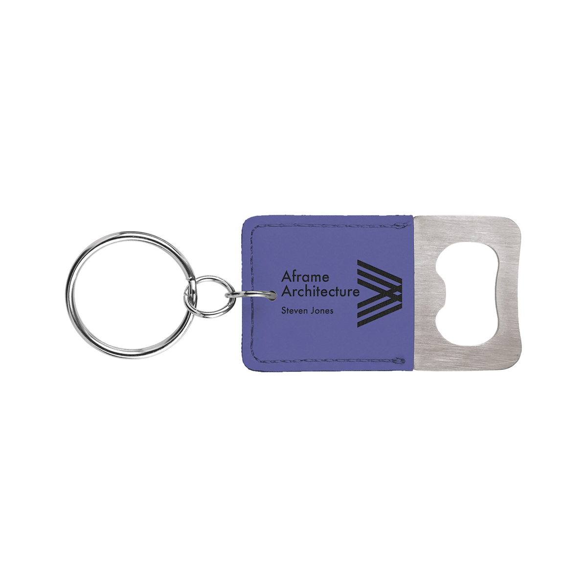 Rectangle Leatherette Bottle Opener Keychain