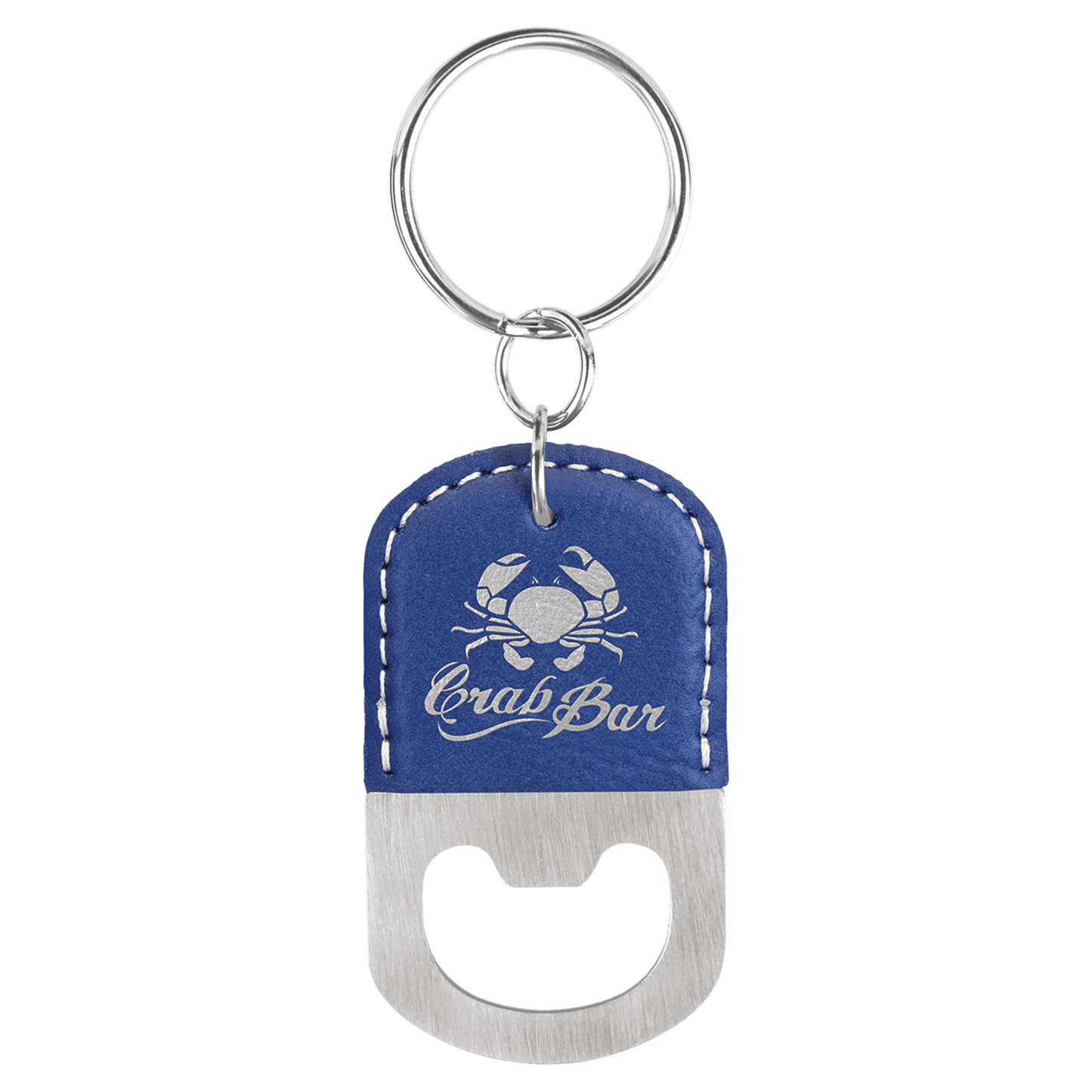 Oval Leatherette Bottle Opener Keychain