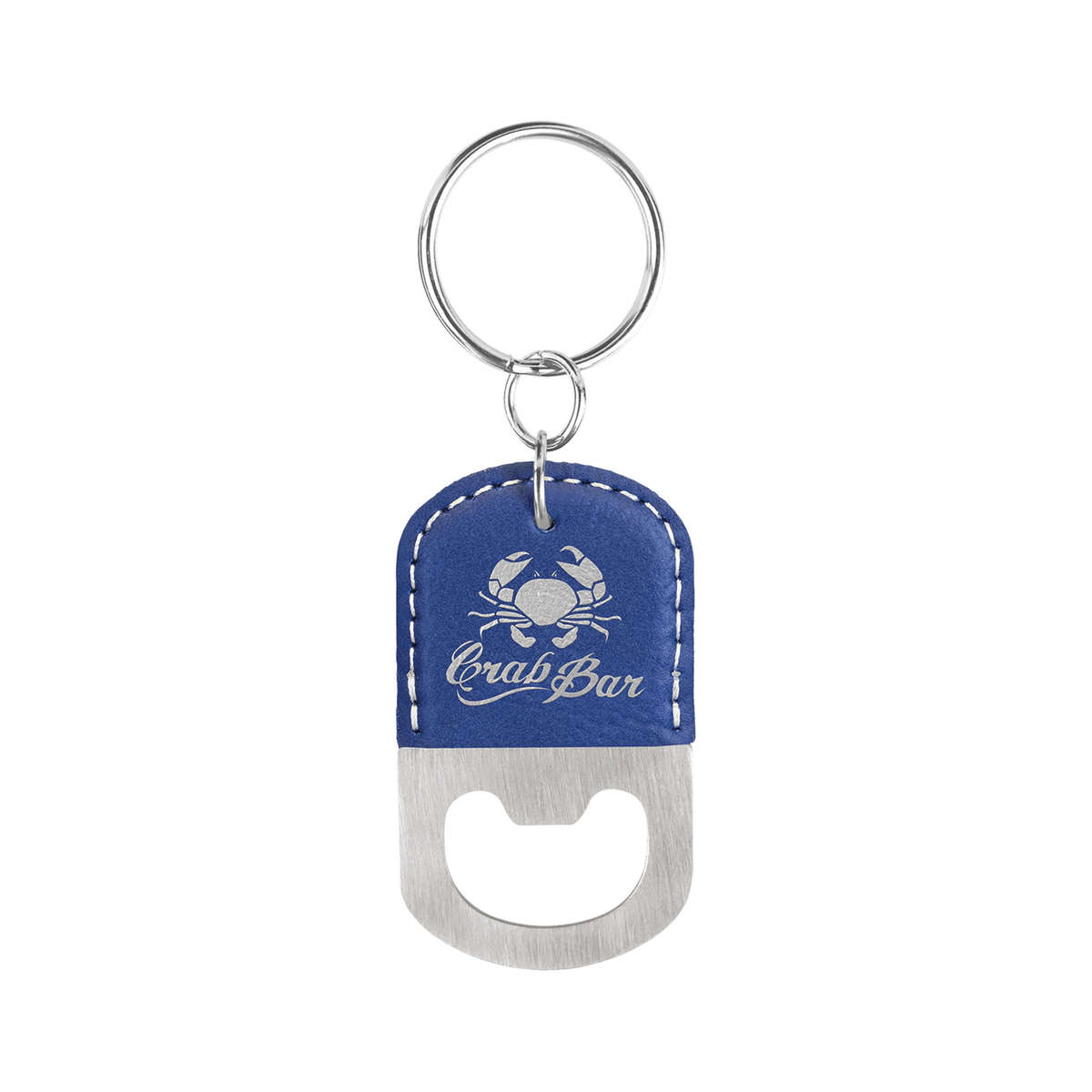 Oval Leatherette Bottle Opener Keychain