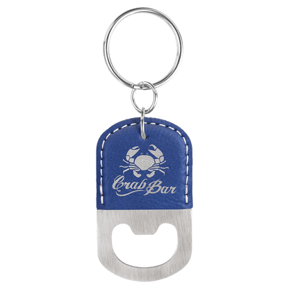 Oval Leatherette Bottle Opener Keychain