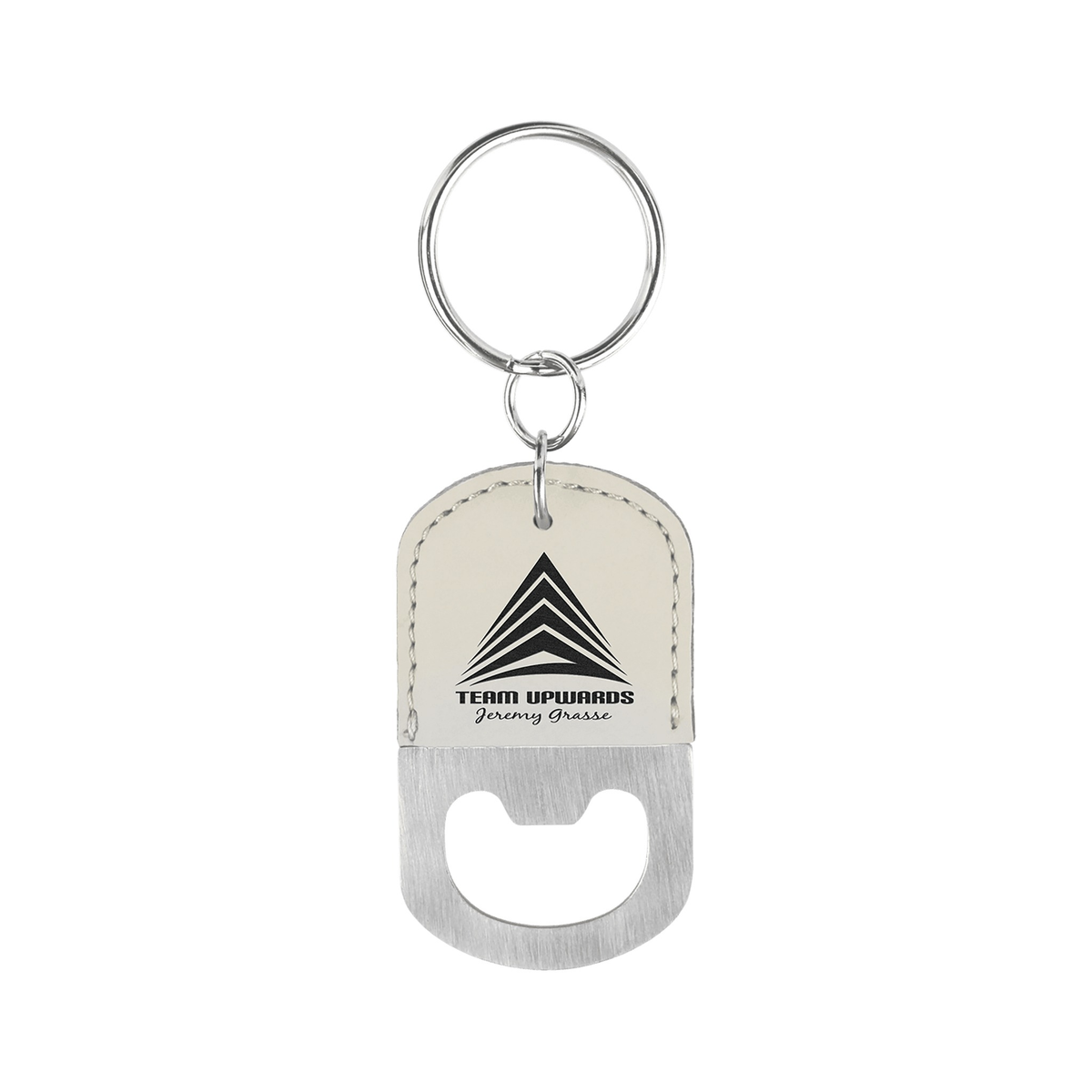 Oval Leatherette Bottle Opener Keychain