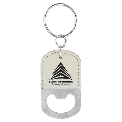 Oval Leatherette Bottle Opener Keychain