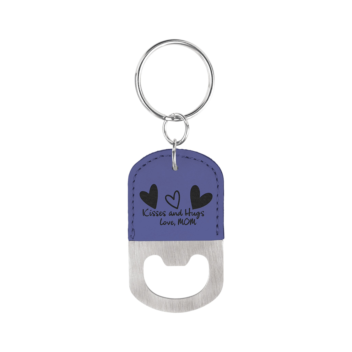 Oval Leatherette Bottle Opener Keychain