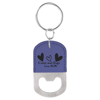 Oval Leatherette Bottle Opener Keychain
