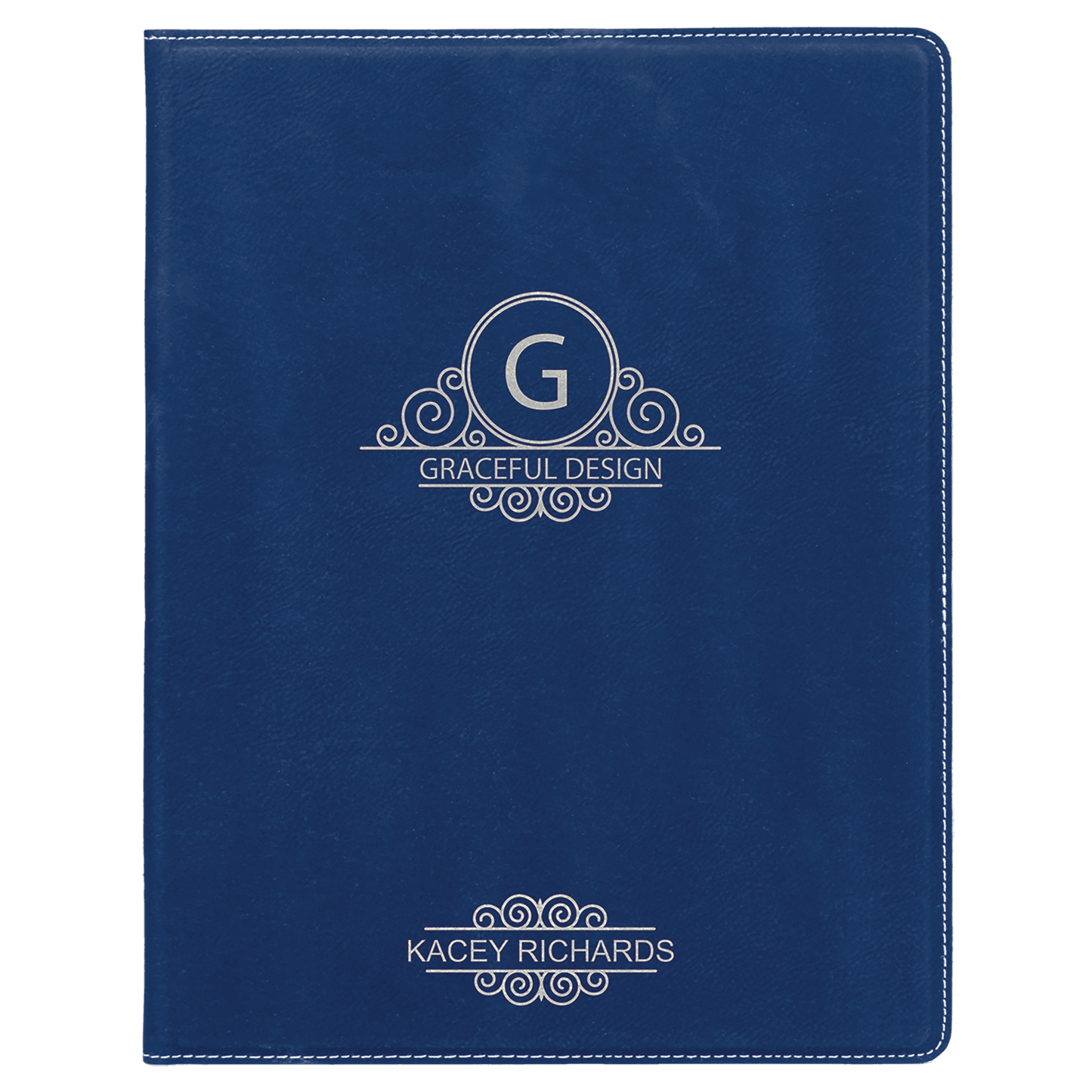 Blue/Silver Leatherette Portfolio with Notepad