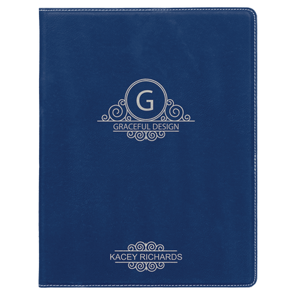Blue/Silver Leatherette Portfolio with Notepad