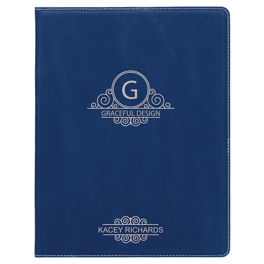 Blue/Silver Leatherette Portfolio with Notepad