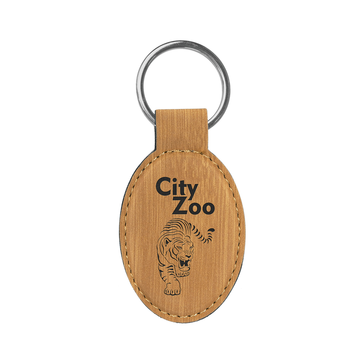 Leatherette Oval Keychain 3" x 1.75"