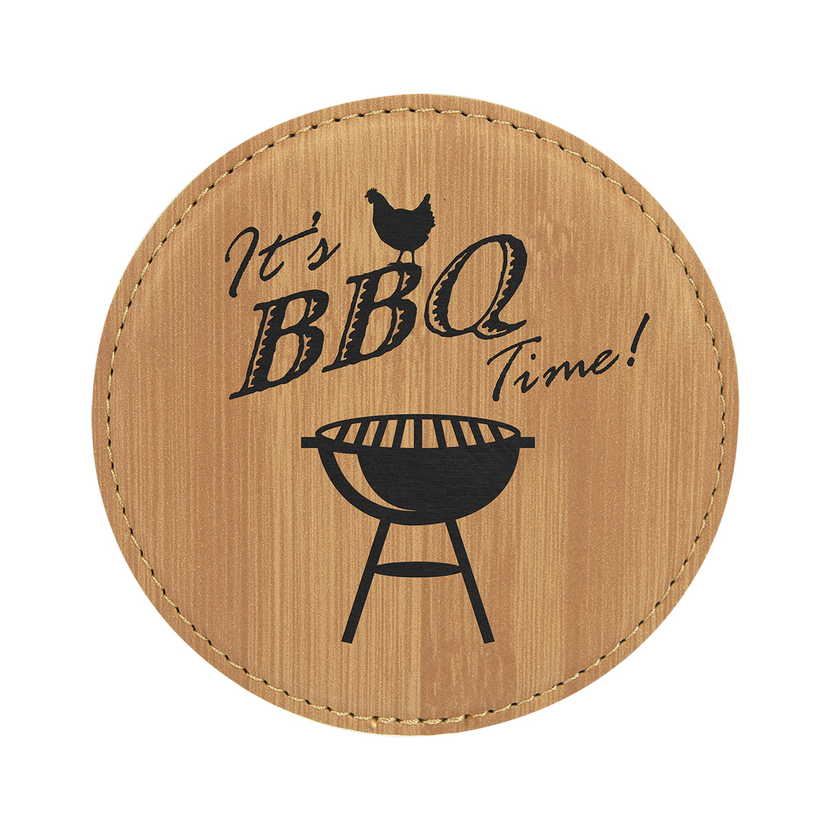 Leatherette Round Coaster 4", Bamboo Print, Single