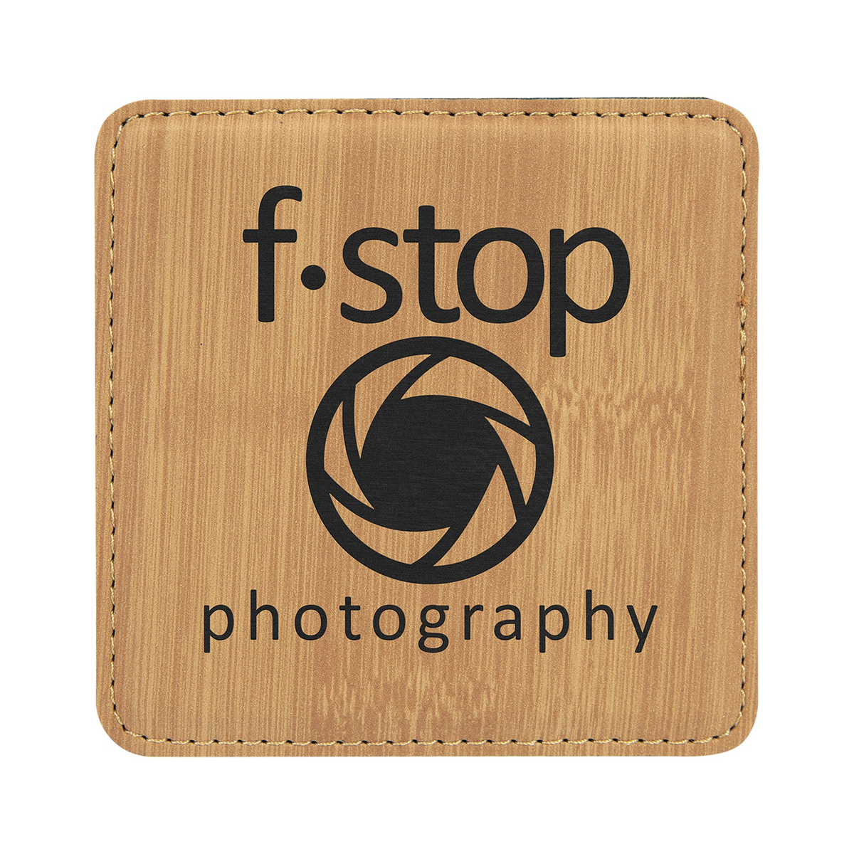 Leatherette Square Coaster 4", Bamboo Print, Single