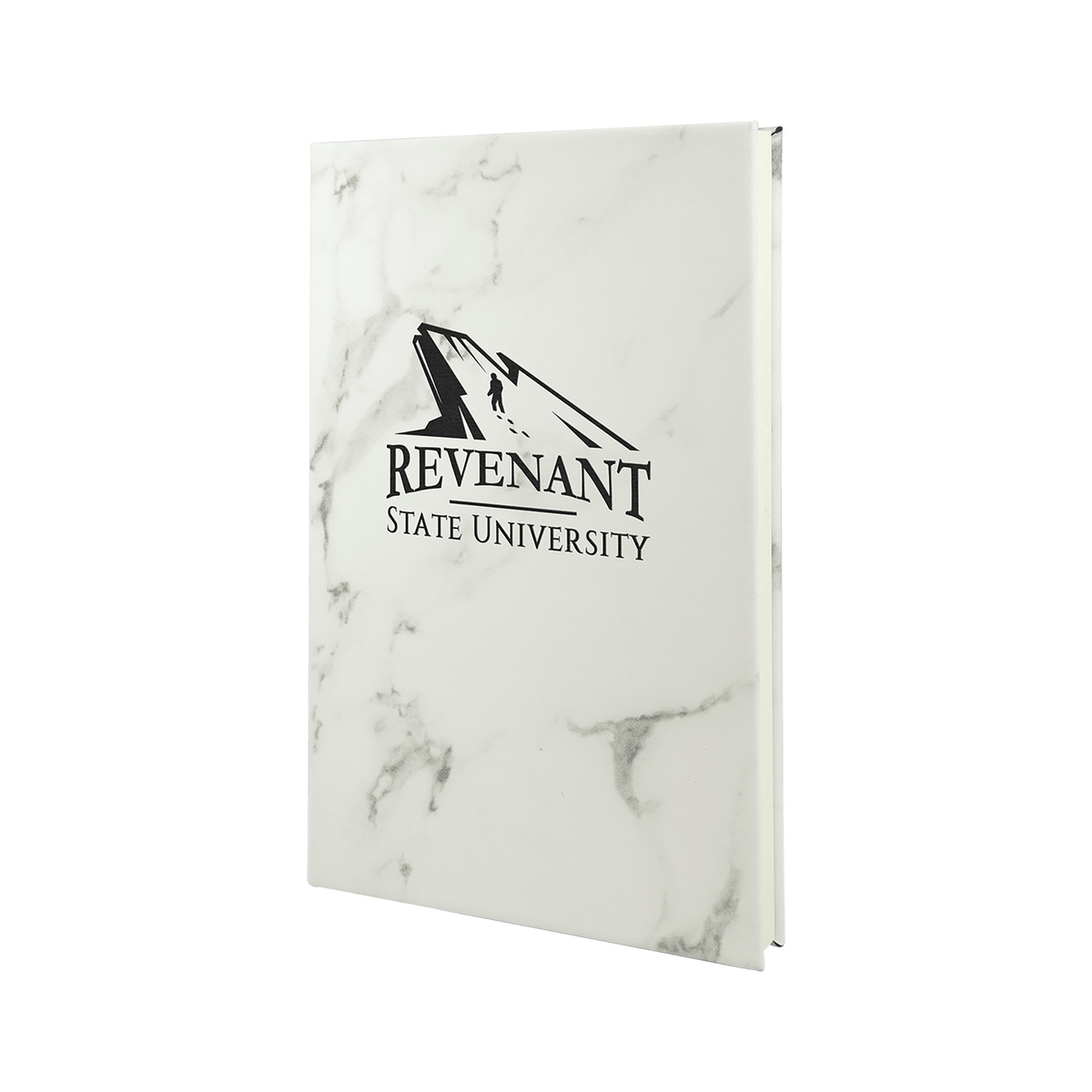 Leatherette Journal with Lined Notepad, White Marble