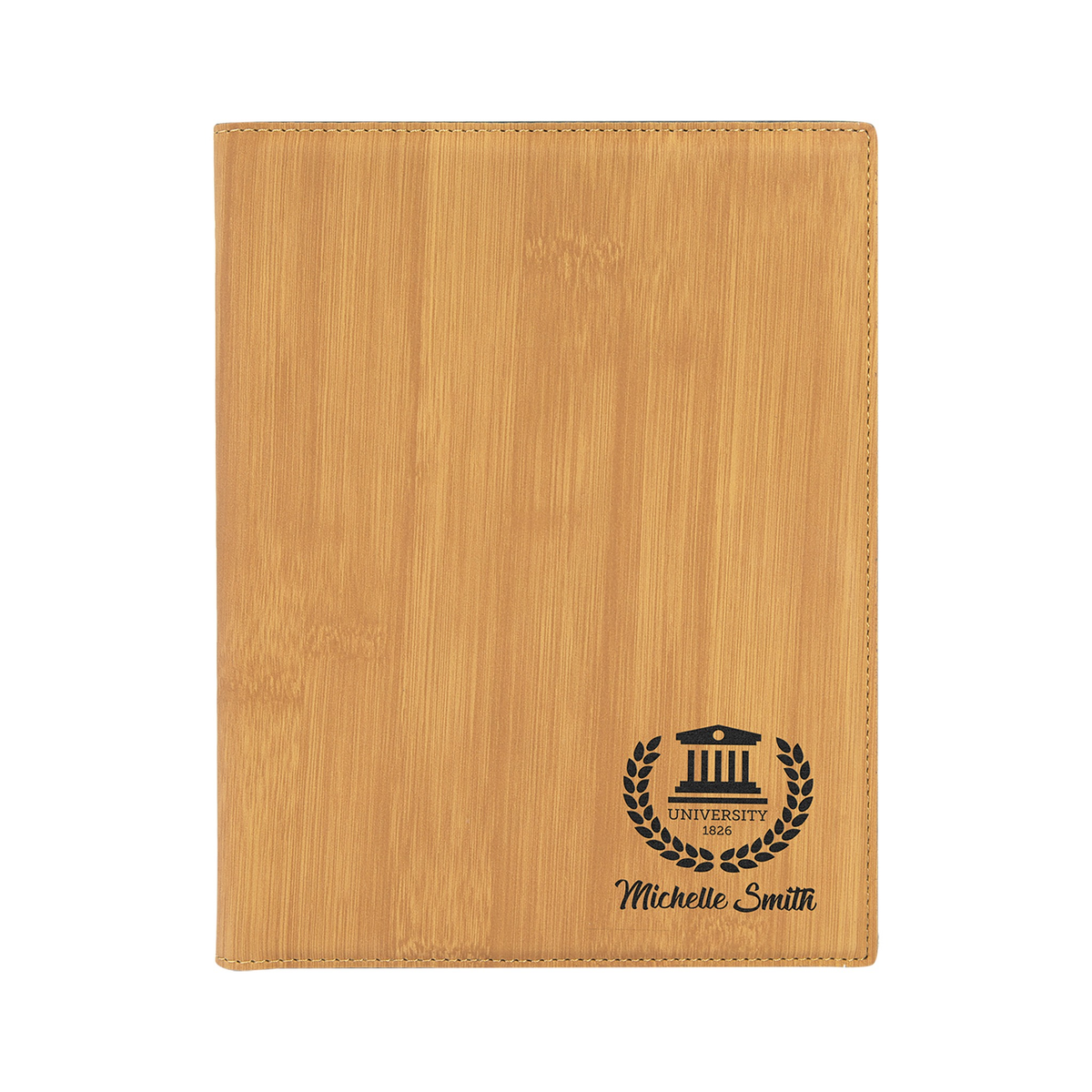 Leatherette Portfolio with Notepad, Bamboo