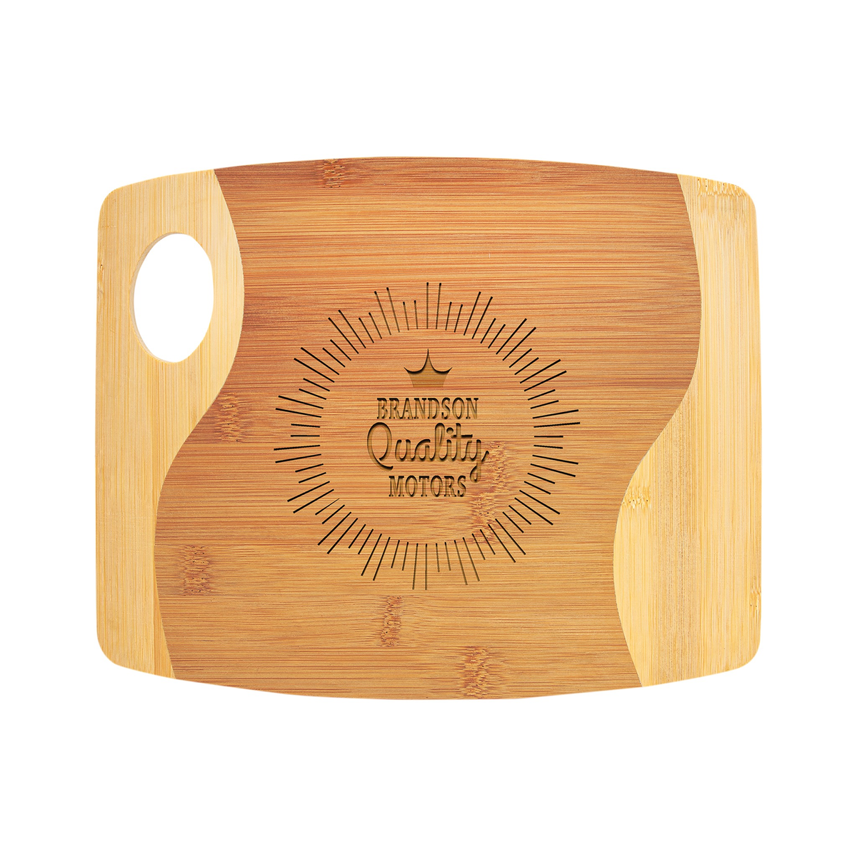 Bamboo Two-Tone Cutting Board with Handle
