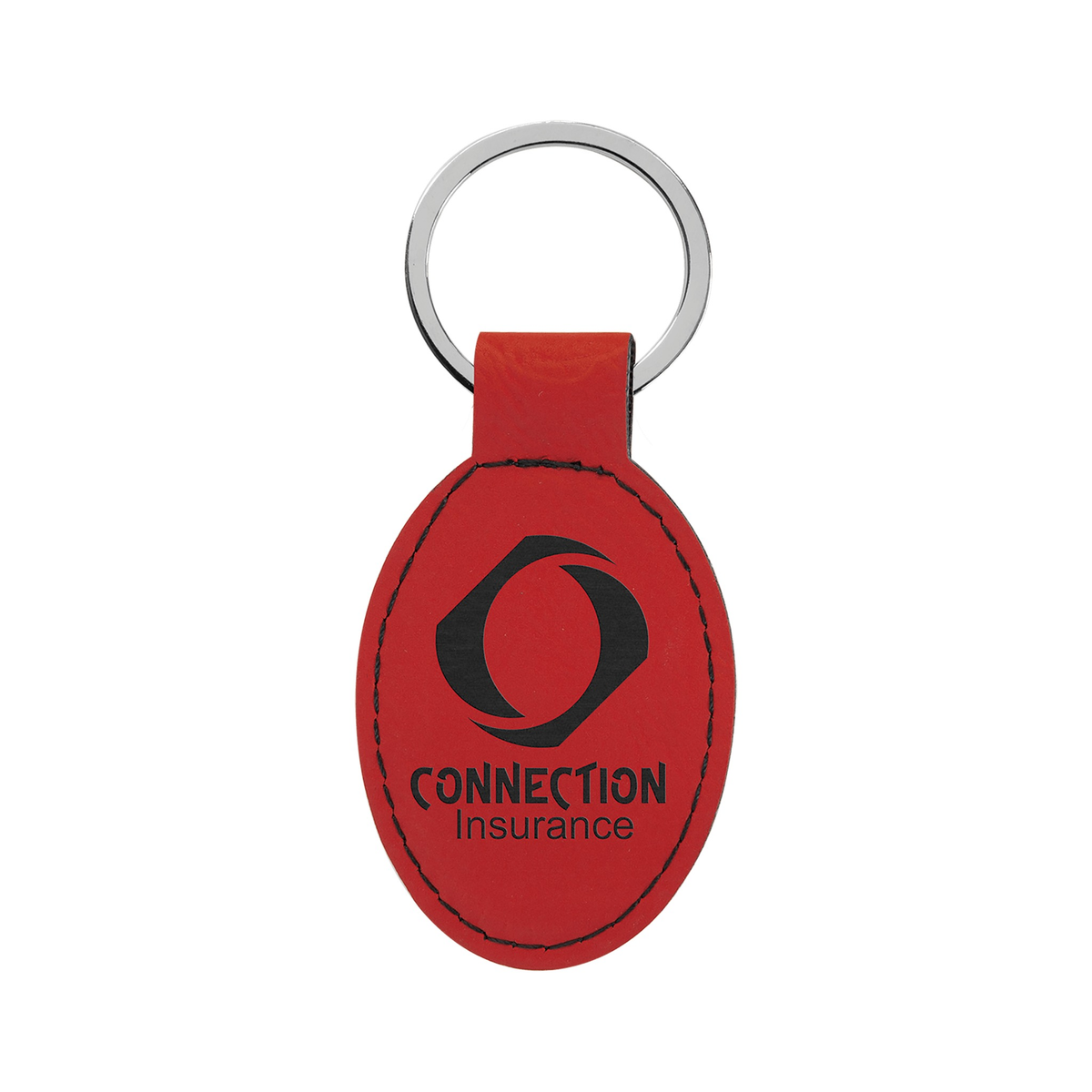 Leatherette Oval Keychain 3" x 1.75"