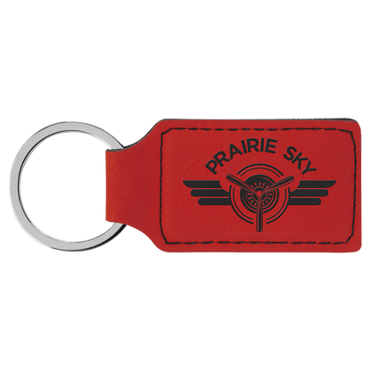 Leatherette Rectangle Keychain 2.75" x 1.25"