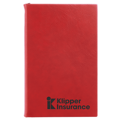 Red Leatherette Journal with Lined Notepad