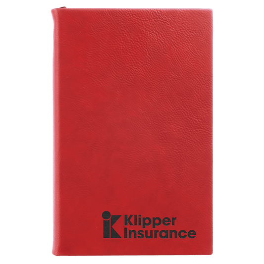 Red Leatherette Journal with Lined Notepad