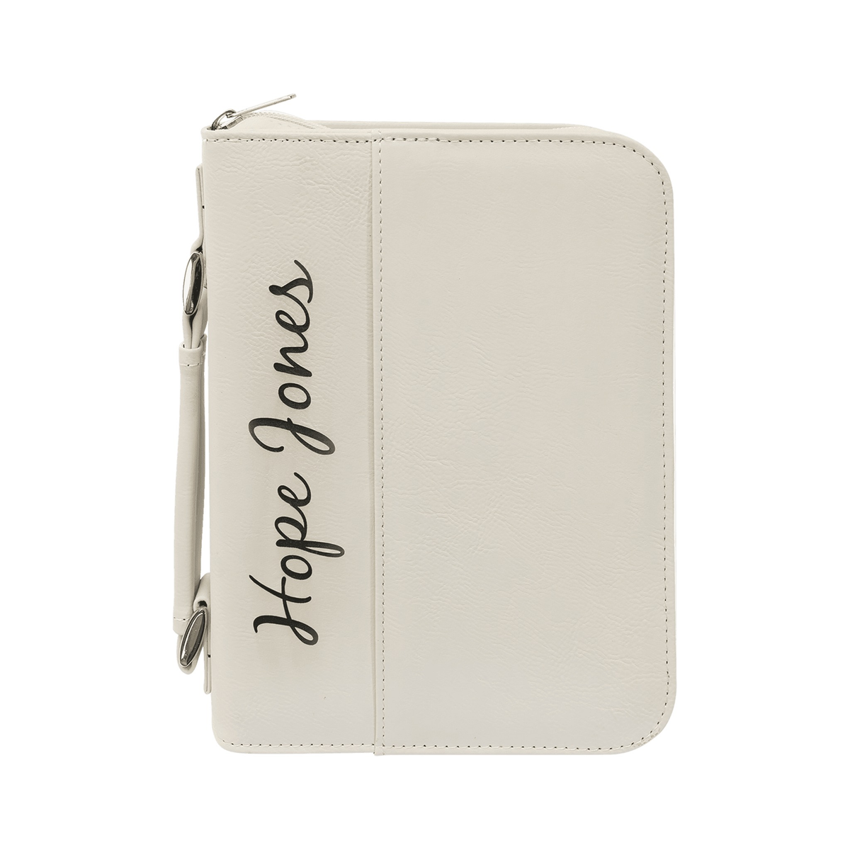 Leatherette Book/Bible Cover with Handle and Zipper, White