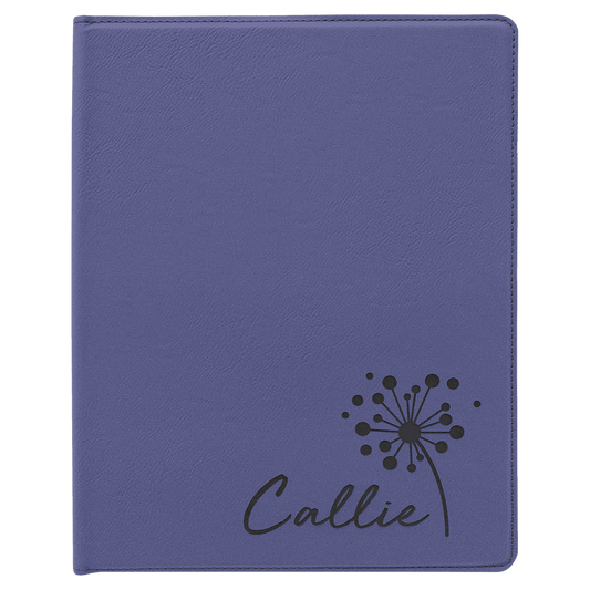 Purple Leatherette Portfolio with Notepad