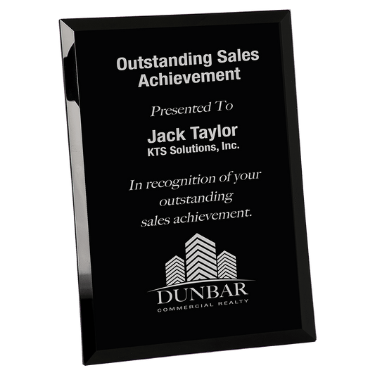 Black Glass Mirror Plaque