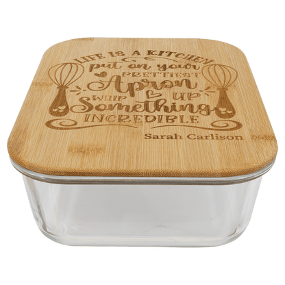 Rectangle Glass Container with Bamboo Lid