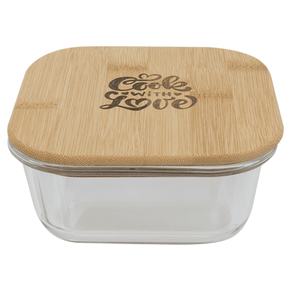 Square Glass Container with Bamboo Lid