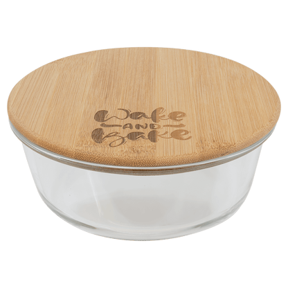 Round Glass Container with Bamboo Lid