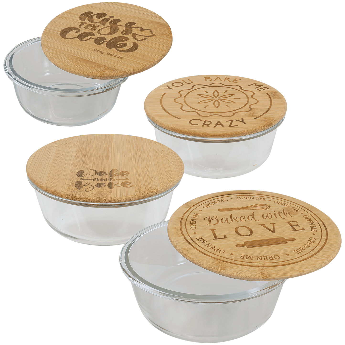 Round Glass Container with Bamboo Lid