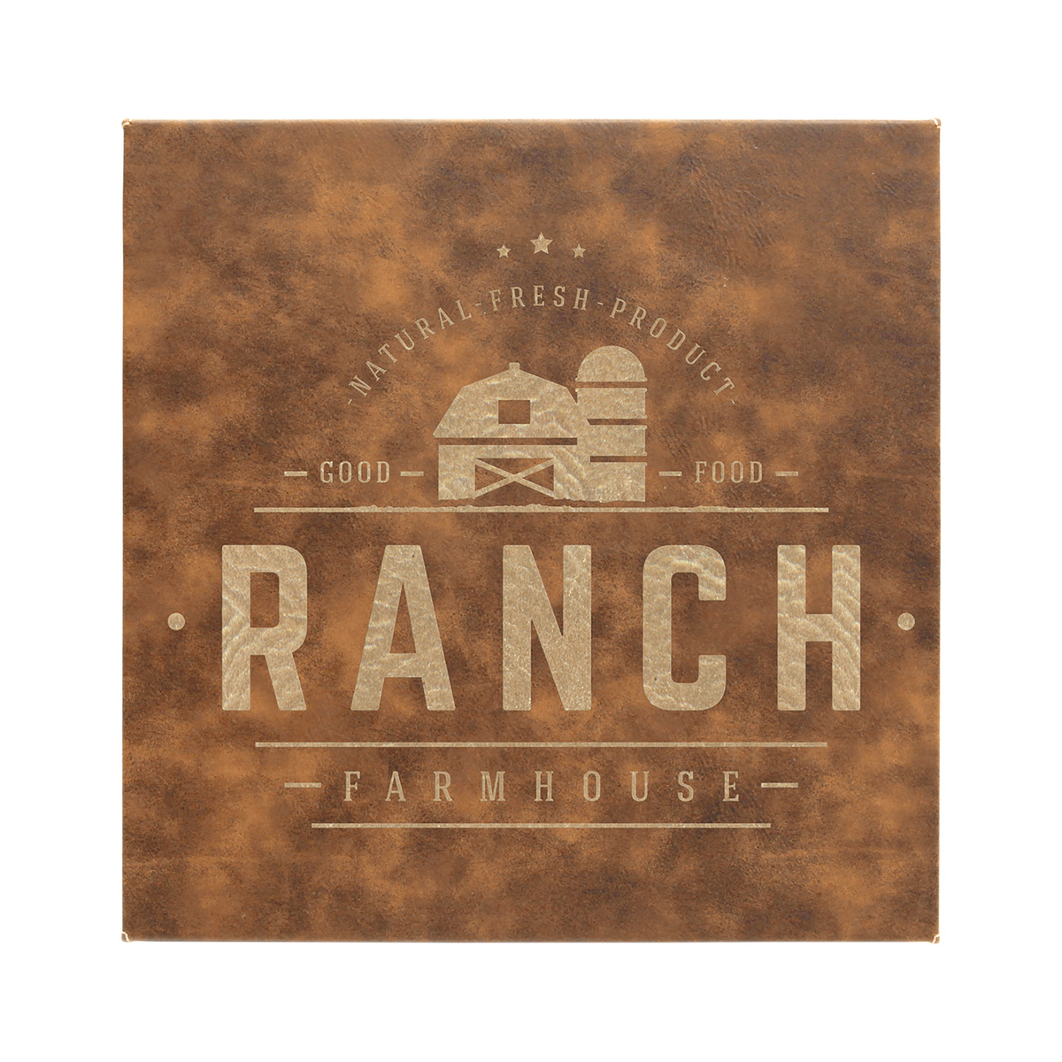 Leatherette Wall Decor with Sawtooth Hanger, Rustic/Gold