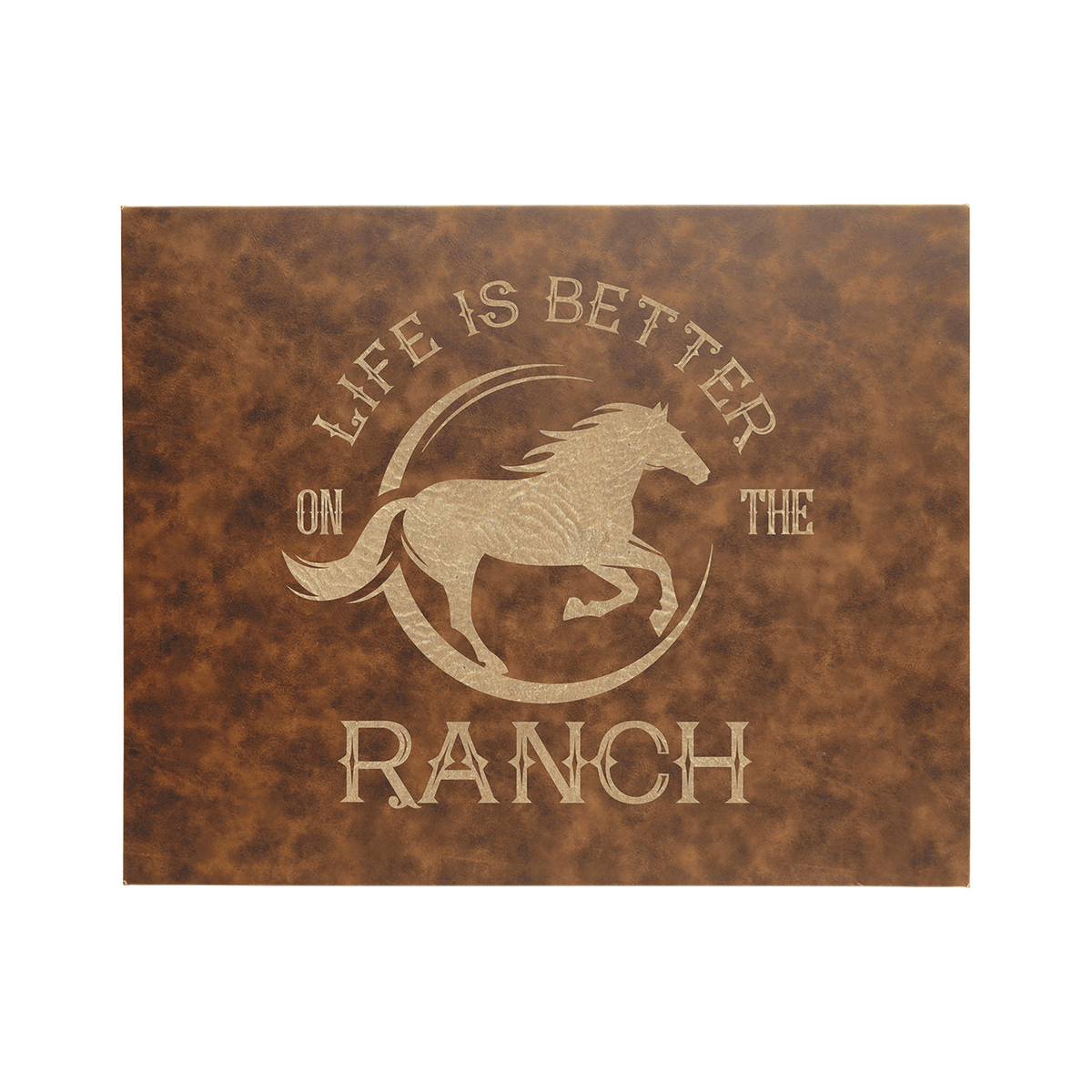 Leatherette Wall Decor with Sawtooth Hanger, Rustic/Gold
