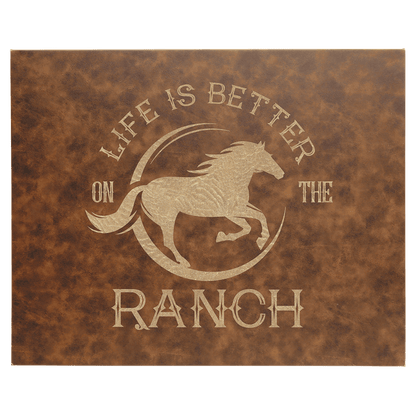 Rustic/Gold Leatherette Wall Decor with Sawtooth Hanger